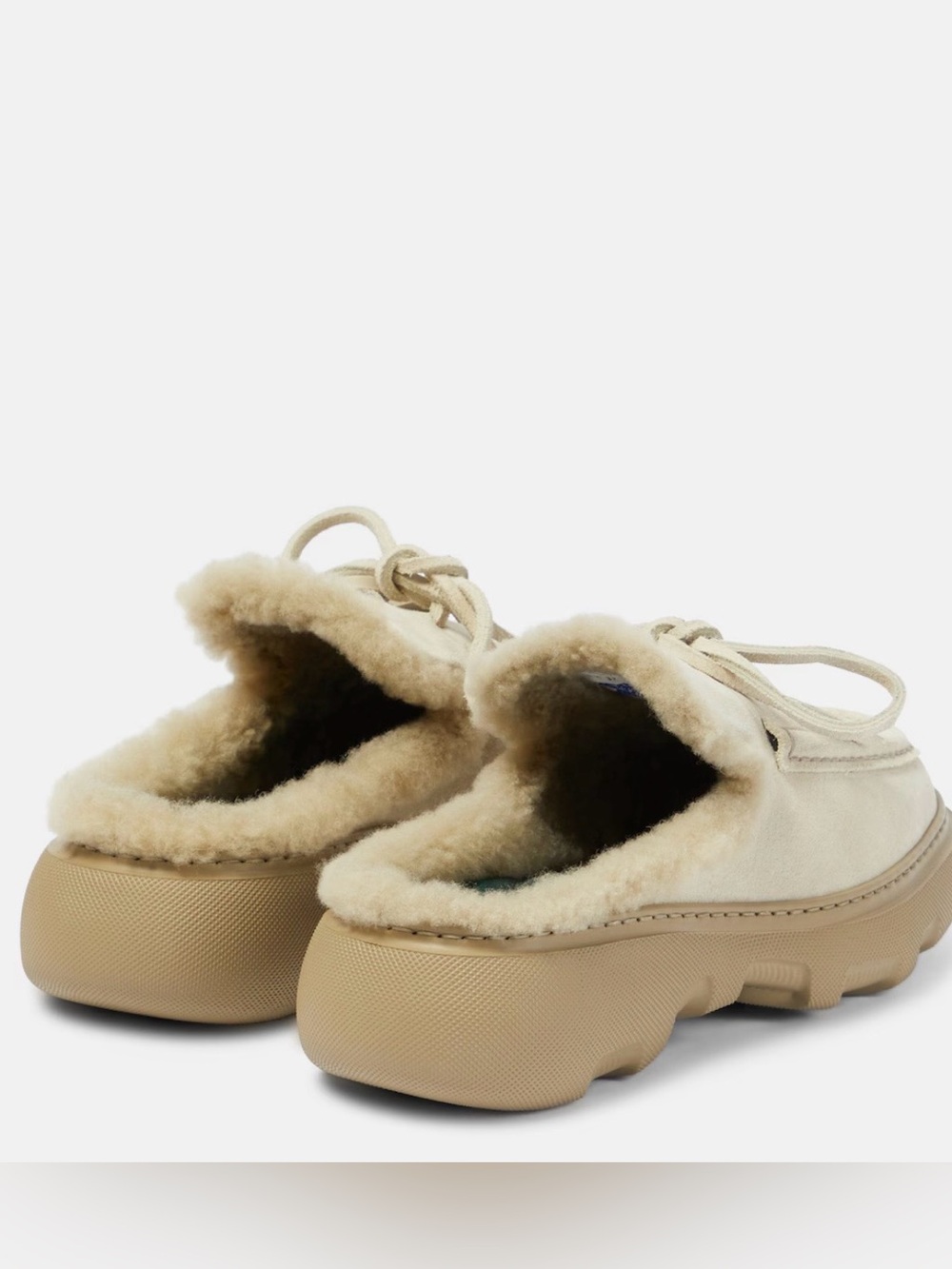 Burberry EKD Shearling-Lined Suede Mules Clay EU 41 - Picture 5 of 17